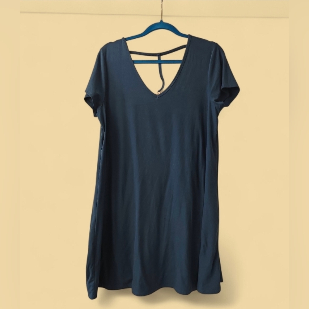Pink Rose Teal V-Neck Top Suze Extra Large Shirt Dress Mini